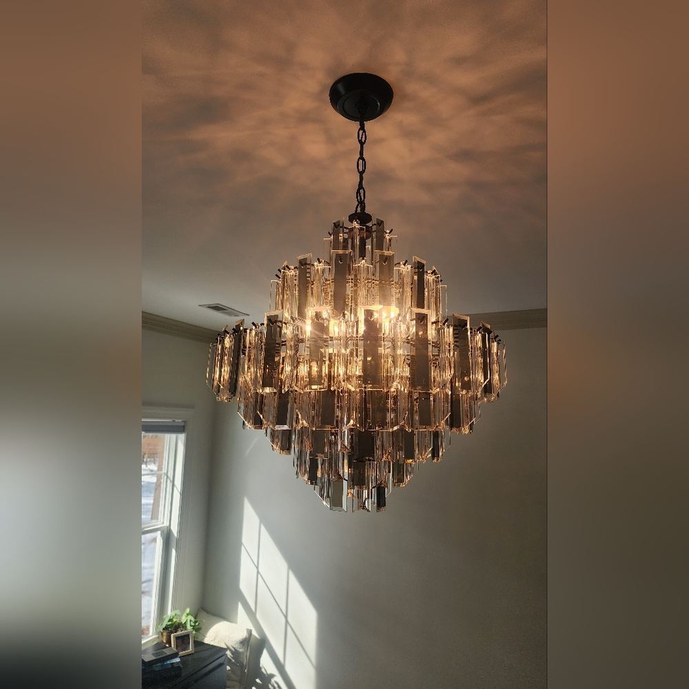 Vintage MCM Lucite And Glass Chandelier